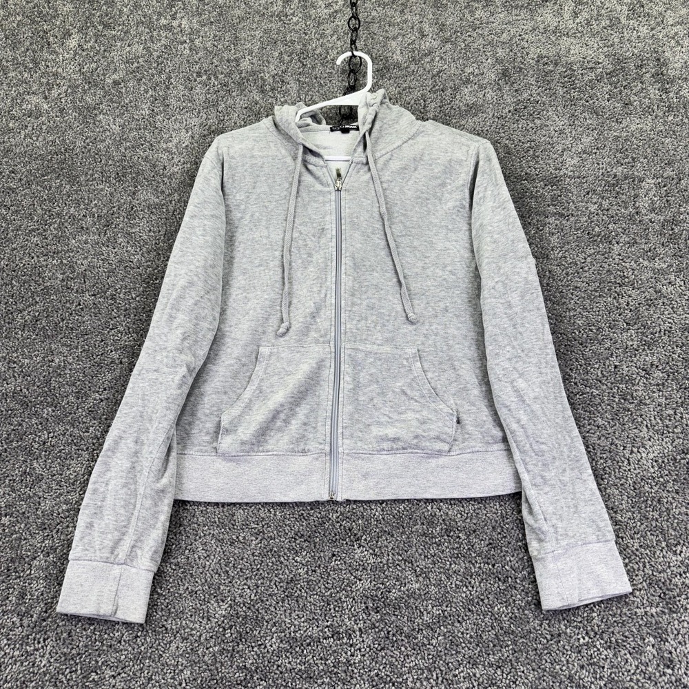 Fashion Nova Hoodie Womens XL Gray Knit Full Zip Hooded Pockets Casual Top